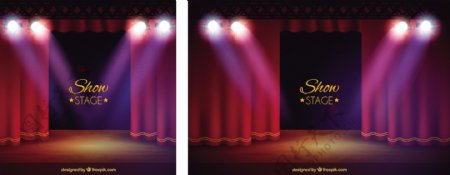剧院舞台背景与聚光灯在现实的风格