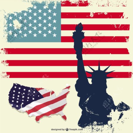 蹩脚的美国国旗和自由女神像