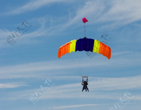 蓝天跳伞运动员图片