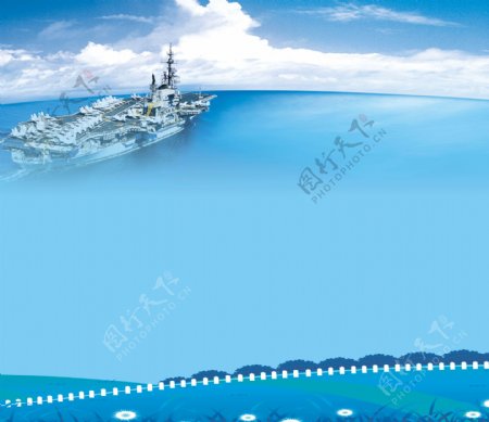蓝色海军军舰图片