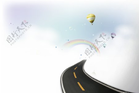 公路与彩虹图片