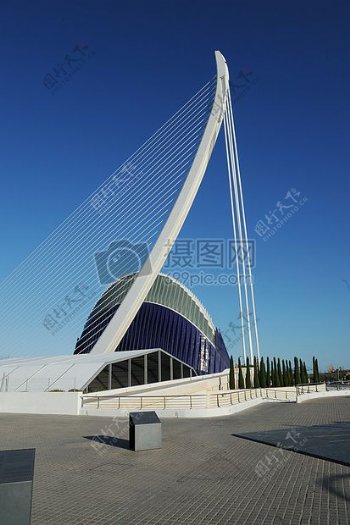 瓦伦西亚西班牙架构建设现代太阳蓝蓝的天空诺伊施塔