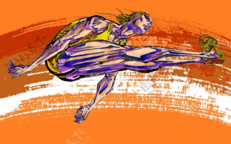 运动健身绘画人物分层素材PSD086