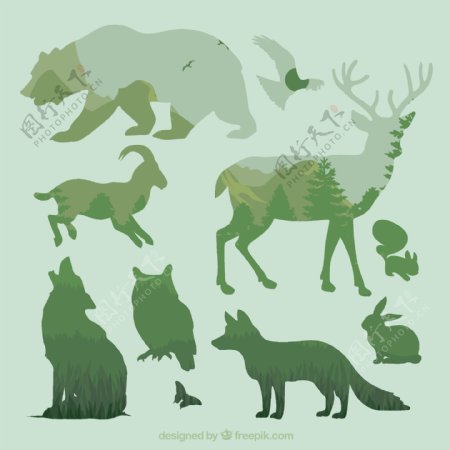 森林动物叠影