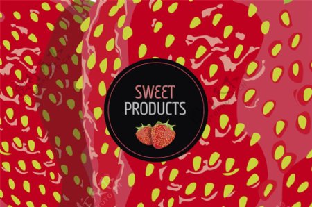 创意草莓表面与标签背景矢量素材