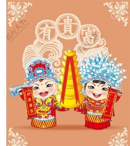 中国古代婚礼新娘新郎卡通矢量素材ai格式06