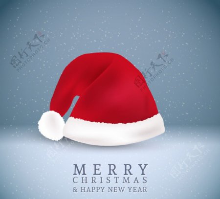 红色圣诞帽贺卡矢量素材