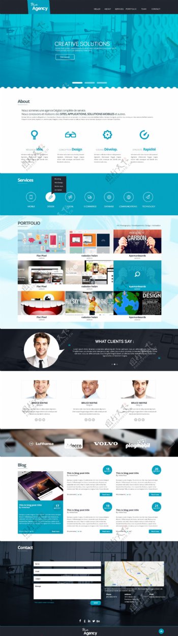 蓝色机构企业网页模板