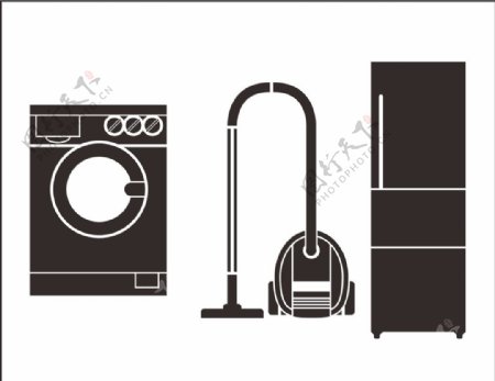 洗衣机吸尘器电冰箱矢量图标