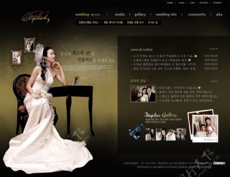 韩国棕色网页PSD模版婚纱网站模版