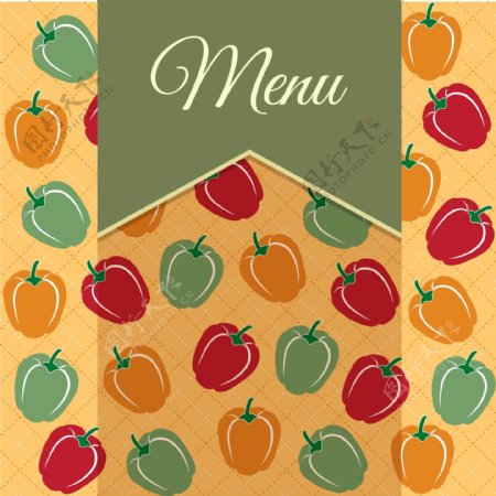 彩色辣椒图案的餐厅菜单