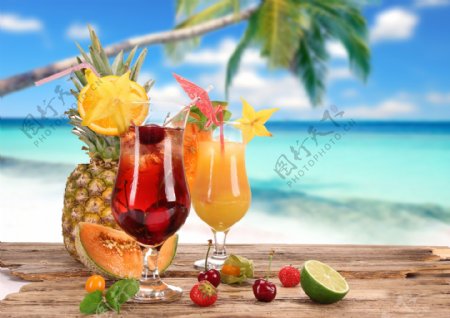 夏日水果饮料图片