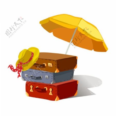 旅游箱遮阳伞图片