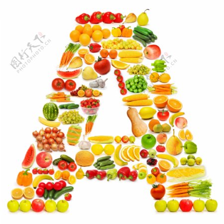 蔬菜水果组成的字母A图片