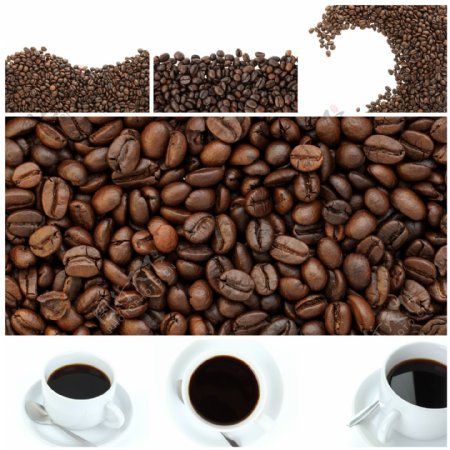 咖啡豆与咖啡杯子
