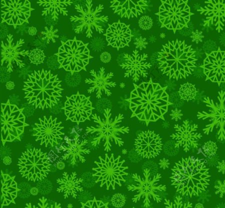 绿色雪花花纹无缝背景矢量素材