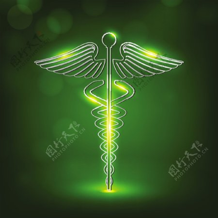 蛇杖医学符号与抽象的医学背景
