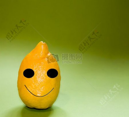 柠檬柑橘类水果表情符号笑脸图释微笑友好不错满意