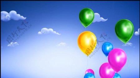 彩色气球节日素材视频