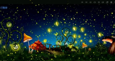 星空夜景草地蘑菇萤火虫