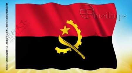 动态前景旗帜飘扬005安哥拉国旗