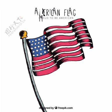 手绘美国国旗的装饰背景