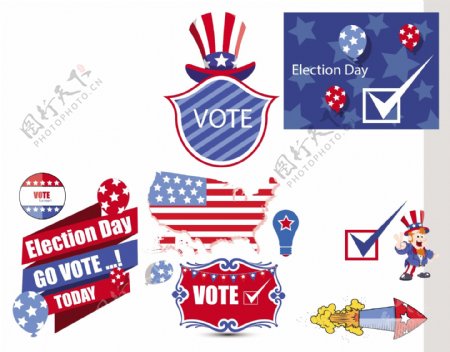 美国选举日插画矢量集