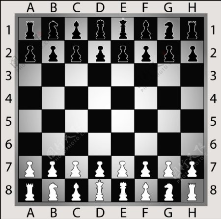 黑白格子棋盘与棋子