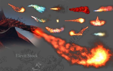 15种火龙喷射火焰效果Photoshop笔刷下载PNG图片素材