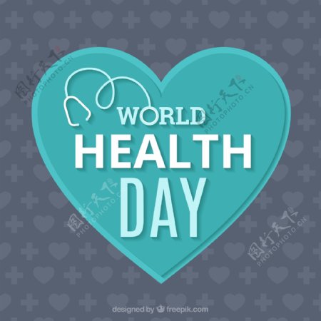 世界健康日背景有一个蓝色的心