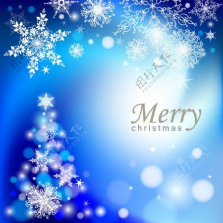 优雅的蓝色抽象圣诞树背景
