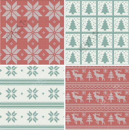 一套传统的圣诞针织的斯堪的纳维亚的无缝模式