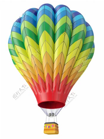 七彩色热气球设计素材元素