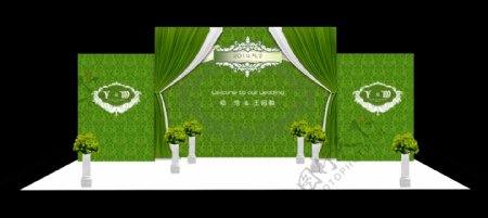 婚庆素材绿色背景板