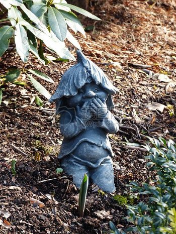 草丛中的矮人雕像