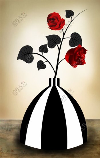 现代艺术花瓶插花素材
