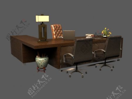 现代中式欧式混搭办公室桌椅组合