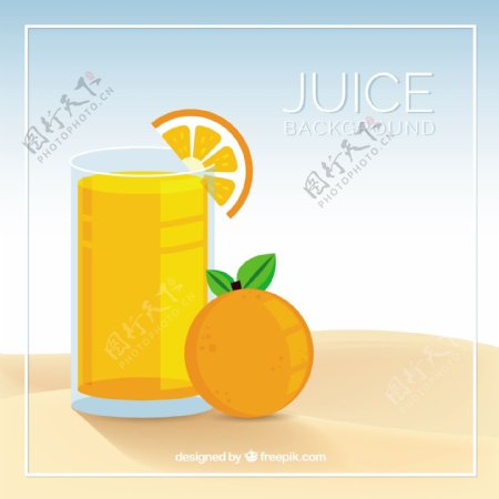 手绘扁平风格橙汁背景