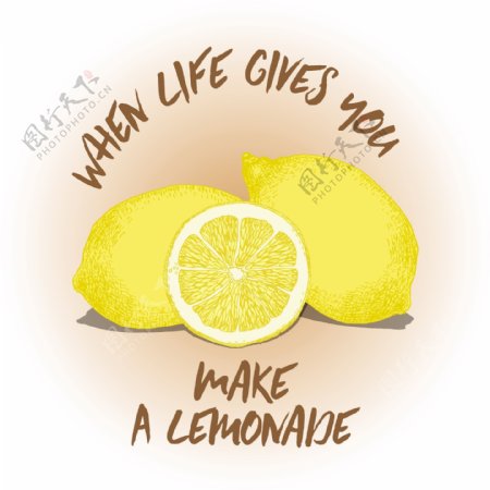 写实风格柠檬插图背景