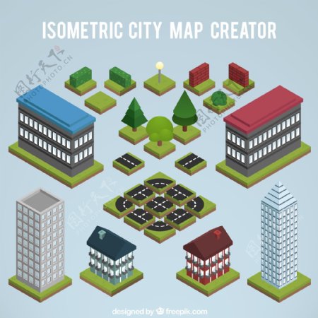 元素创建一个城市地图等距视图