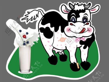 卡通奶牛贴画图片
