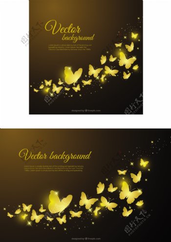 金色蝴蝶的装饰背景