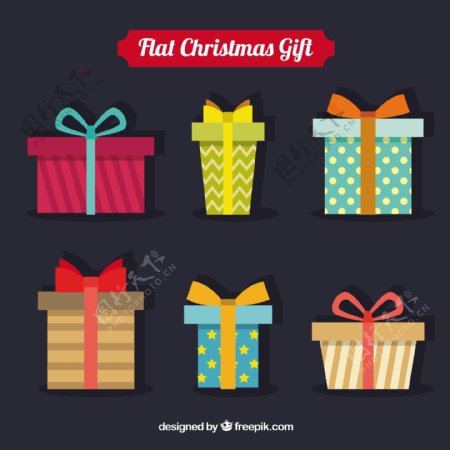 六种不同设计的几何圣诞礼物包