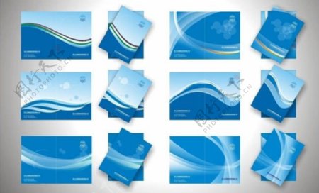 精美蓝色科技画册封面设计矢量素材