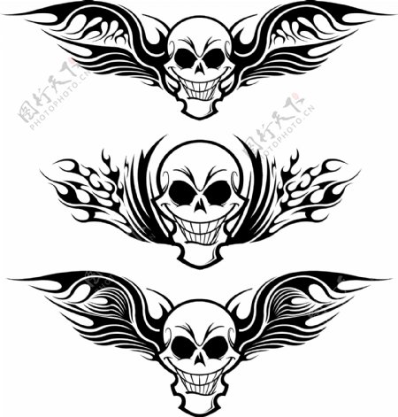 骷髅翅膀纹身图案