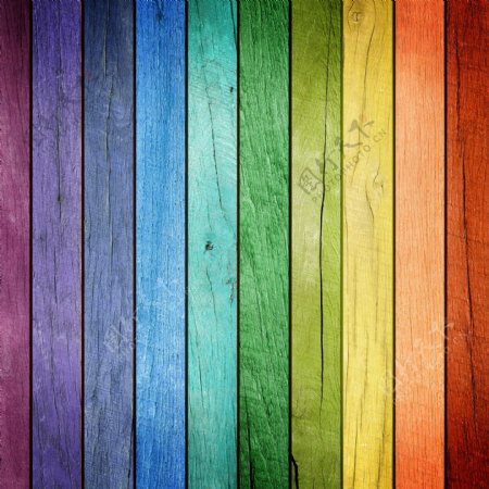 彩虹色木板高清图片素材