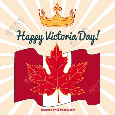 加拿大国旗维多利亚日的背景和王冠