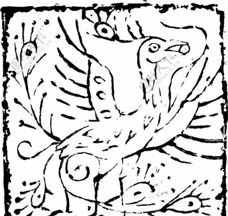 凤凰凤纹图案鸟类装饰图案矢量素材CDR格式0085