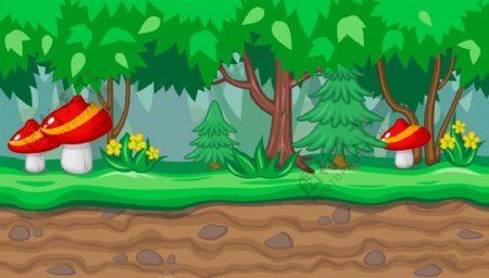 森林里的蘑菇插画