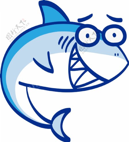 鲨鱼卡通插画